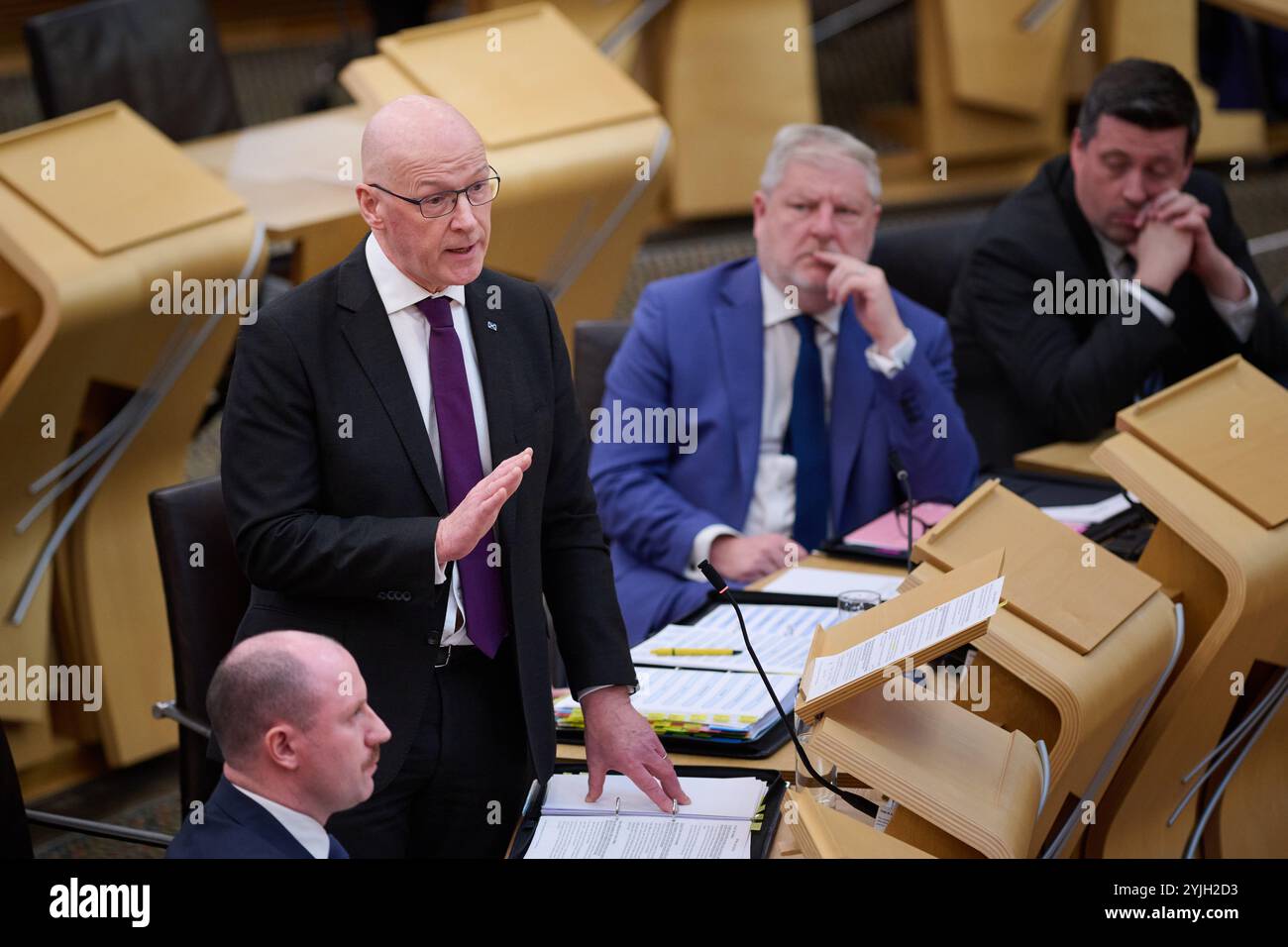 Edinburgh Schottland, Vereinigtes Königreich 14. November 2024. Erster Minister John Swinney MSP im schottischen Parlament für erste Ministerfragen. Credit sst/alamy Live News Stockfoto