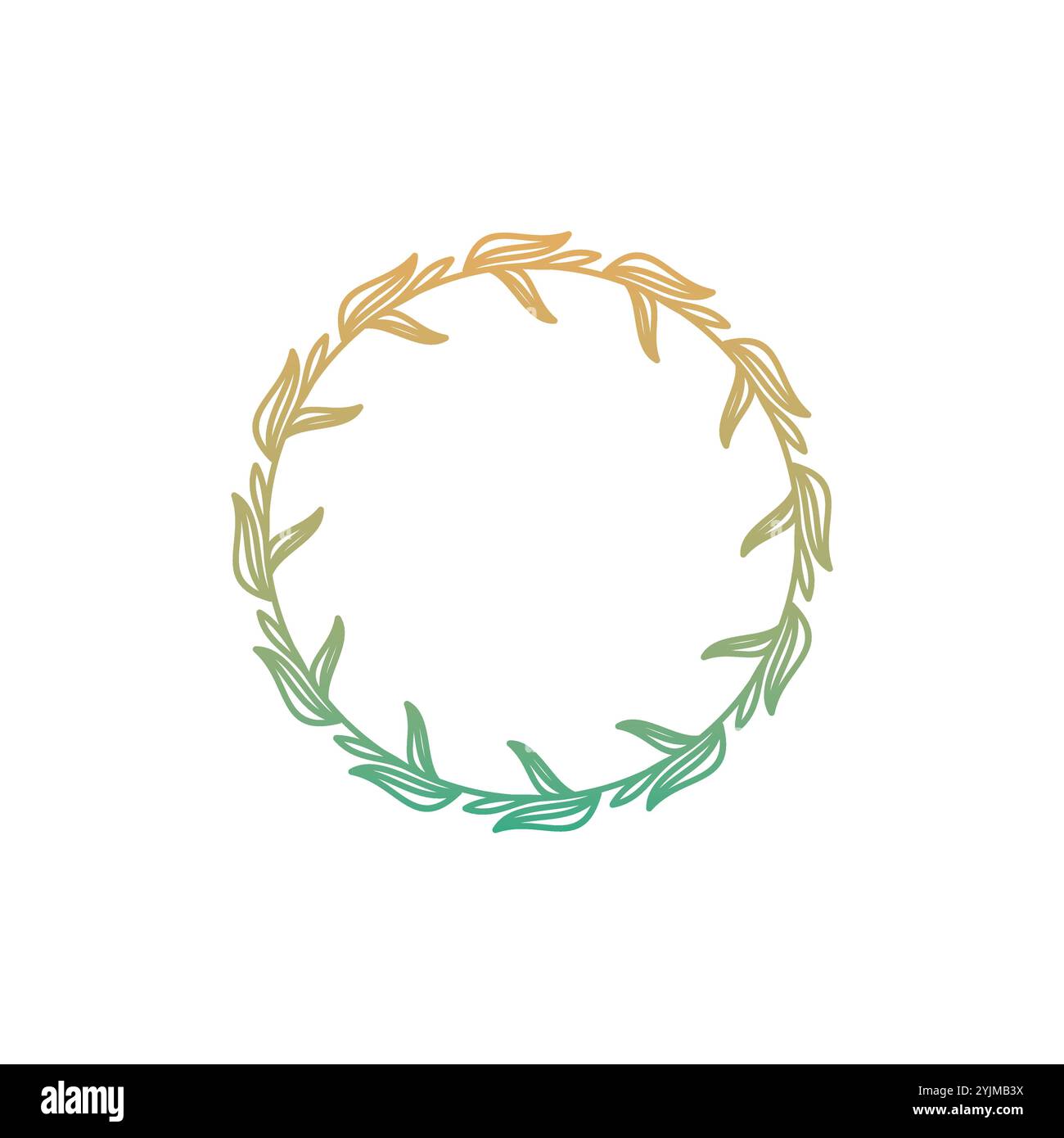 Rahmenvorlage. Kranz. Runder Rahmen mit Blättern. Logo mit kreisförmigem Blatt Stock Vektor