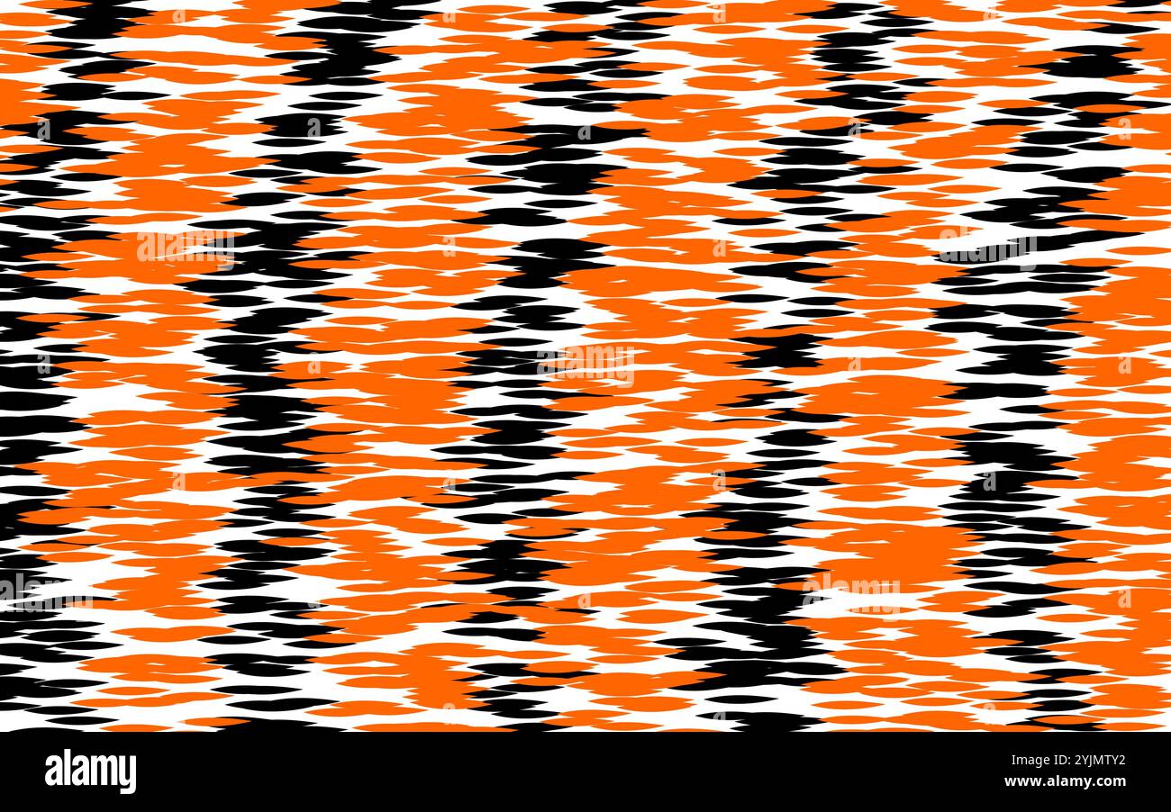 Dynamisches Muster in Orange und Schwarz, inspiriert von Tierstreifen Stock Vektor