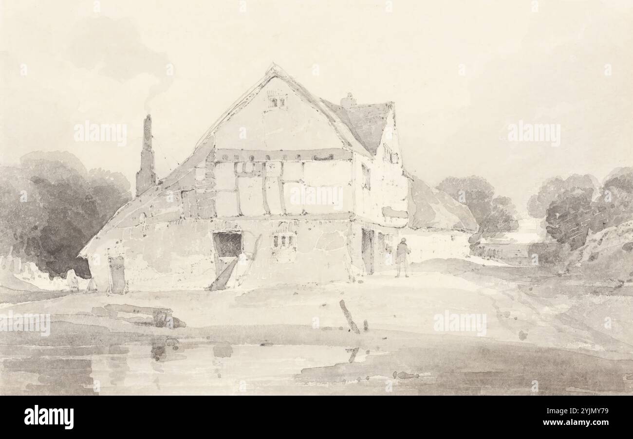 A Cottage at Dorking in Surrey, ca. 1800/1801, Grau und Graphit auf gewebtem Papier, insgesamt 15,8 x 25,4 cm 1/4, John Sell Cotman (Künstler) Britisch, 1782-1842 Stockfoto