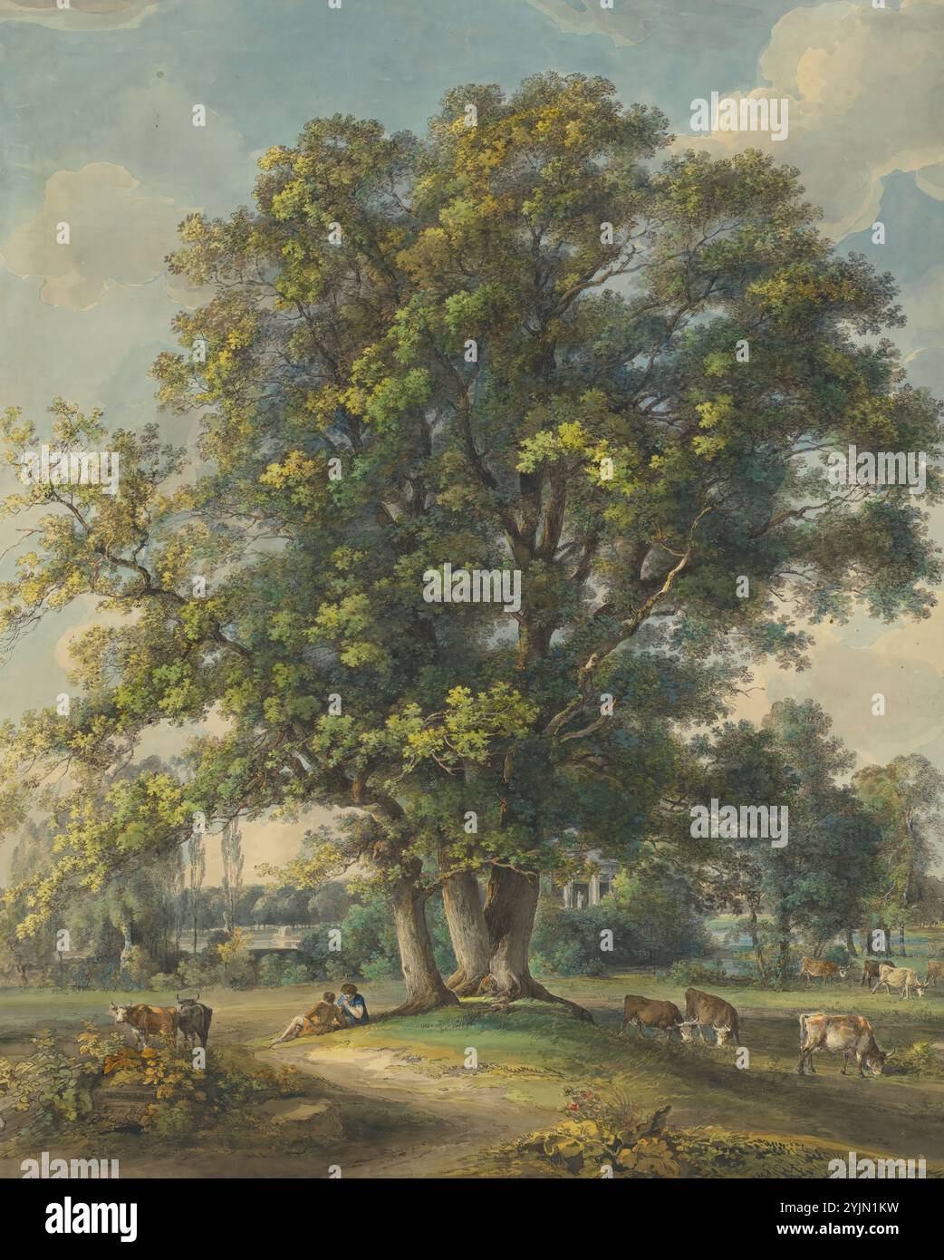 Johann Georg von Dillis, Deutsch, 1759 - 1841, et in Arcadia Ego, 1790, 1800, Stift und graue und schwarze Tinte mit Aquarellfarbe über Graphit auf Webpapier, Blatt: 54,2 x 43,5 cm (21 5, 16 x 17 1, 8 Zoll Stockfoto