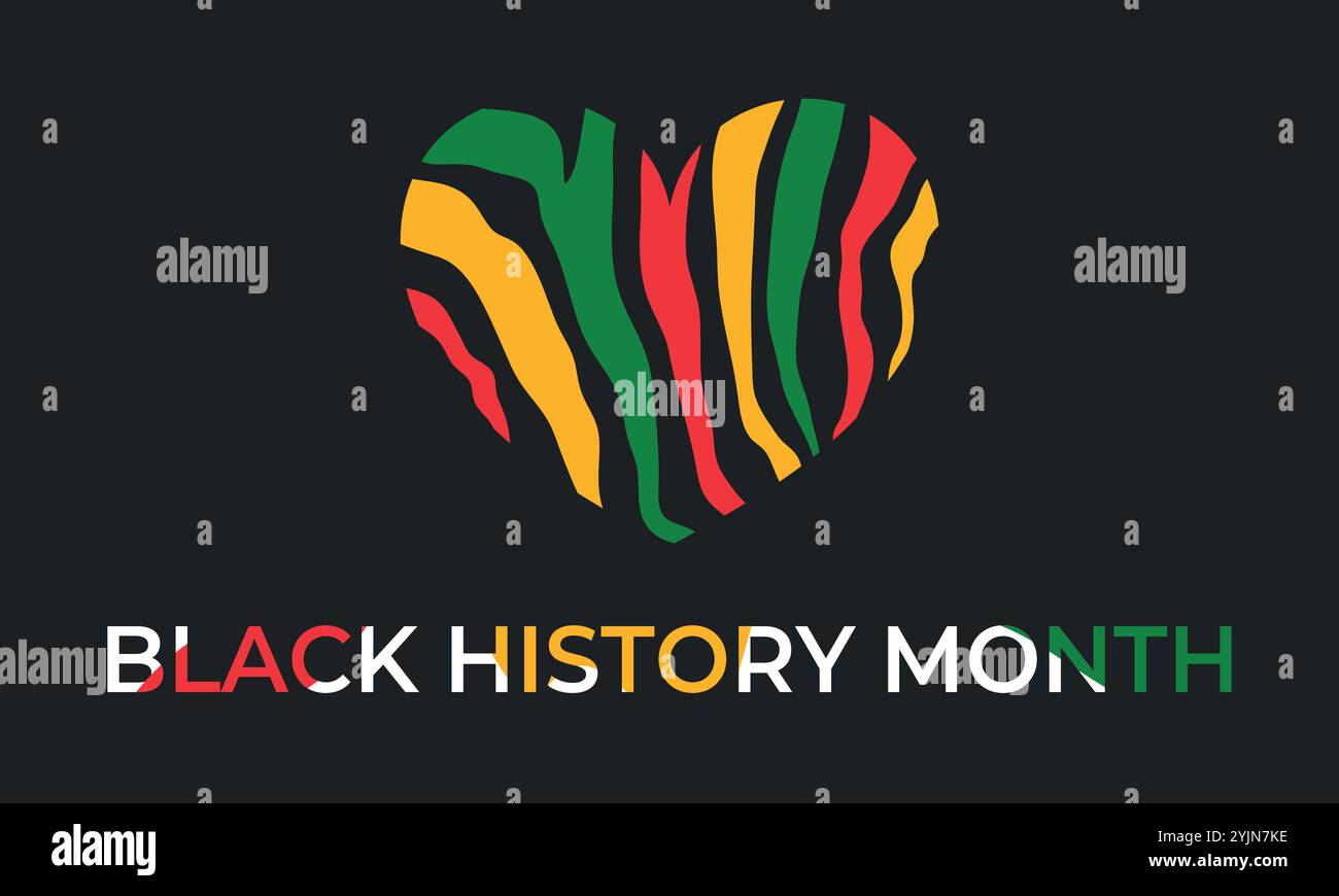 Black History Month feiere Banner mit Zebradruck in Rot, Gelb, Grün. Vektorabbildung Stock Vektor