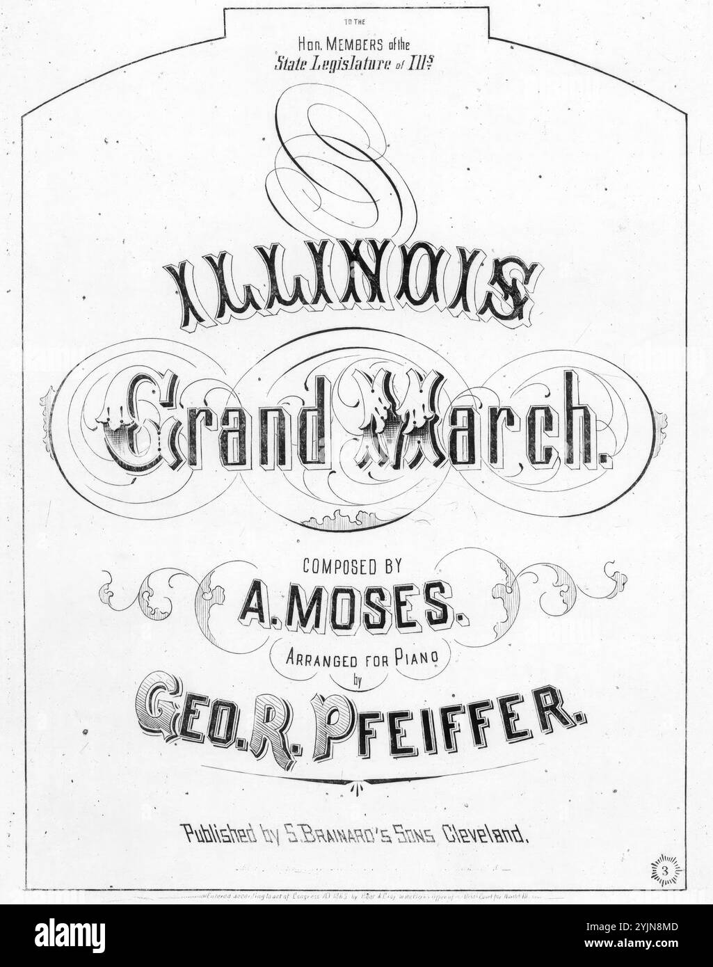 Illinois Grand march, Moses, A. (Komponist), Pfeiffer, Geo R. (Arrangeur), S. Brainard's Sons, Cleveland, 1893., Vereinigte Staaten, Geschichte, Bürgerkrieg, 1861-1865, Lieder und Musik, Klaviermusik, Arrangement, Marches (Piano), Illinois, Geschichte, Bürgerkrieg, 1861-1865, Lieder und Musik, Illinois. General Assembly, Songs and Music, Popular Songs of the Day, Songs and Music, war and Conflict, Civil war and Reconstruction (1861–1877), Music Associated with the Union Side, Notenblätter Stockfoto