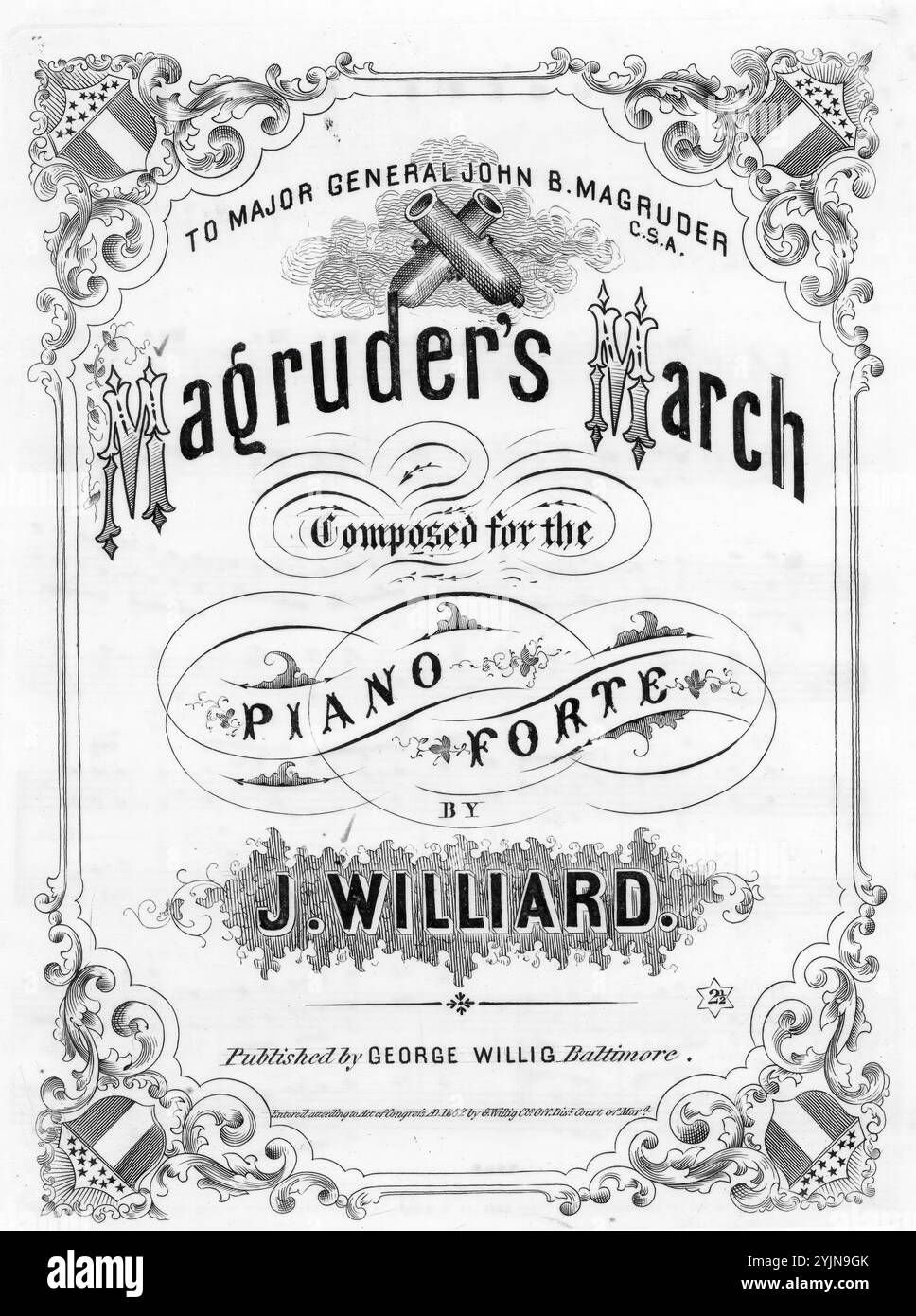 Magruders marsch, Williard, J. (Komponist), George Willig, Baltimore, 1862., Vereinigte Staaten, Geschichte, Bürgerkrieg, 1861-1865, Lieder und Musik, Klaviermusik, Marches (Klavier), Magruder, John Bankhead, 1807-1871, Lieder und Musik, Generäle, Konföderierte Staaten von Amerika, Lieder und Musik, Yorktown (Virginia), Geschichte, Militär, 19. Jahrhundert, Lieder und Musik, Kampagne auf der Halbinsel, 1862, Lieder und Musik, Popular Songs of the Day, Songs and Music, war and Conflict, Civil war and Reconstruction (1861–1877), Music Associated with the Confederate Side, Noten Stockfoto