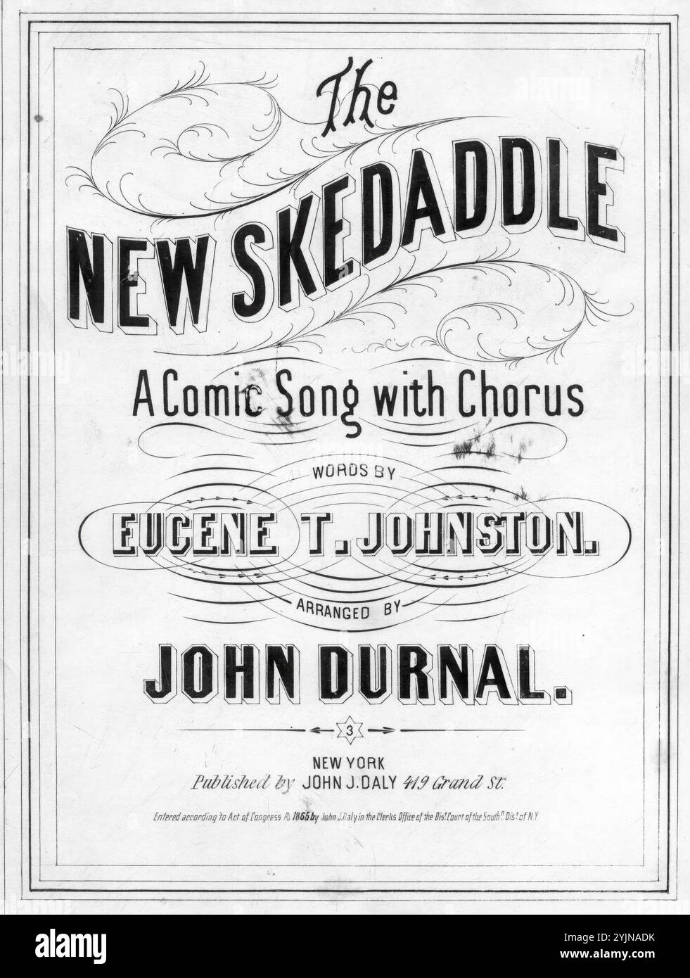 The New Skedaddle, Durnal, John (Arrangeur), Johnson, E. T. (Texter), John J. Daly, New York, 1865., Vereinigte Staaten, Geschichte, Bürgerkrieg, 1861-1865, Lieder und Musik, Lieder mit Klavier, Bull Run, 1st Battle of, Va., 1861, Lieder und Musik, populäre Lieder des Tages, Lieder und Musik, Krieg und Konflikt, Bürgerkrieg und Wiederaufbau (1861–1877), Musik assoziiert mit der Union Side, Noten Stockfoto