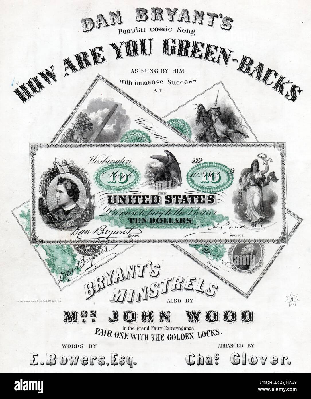 Wie geht's dir Green-Backs, Glover, Charles (Arrangeur), Bowers, E. (Texter), Wm. A. Pond & Co., New York, 1863., Vereinigte Staaten, Geschichte, Bürgerkrieg, 1861-1865, Lieder und Musik, Lieder mit Klavier, Whittier, John Greenleaf, 1807-1892, Parodien, Imitationen usw., Vereinigte Staaten, Geschichte, Bürgerkrieg, 1861-1865, Finanzen, Lieder und Musik, Greenbacks, Lieder und Musik, Greenbacks, Bildwerke, Popular Songs of the Day, Songs and Music, war and Conflict, Civil war and Reconstruction (1861–1877), Music Associated with the Union Side, Noten Stockfoto