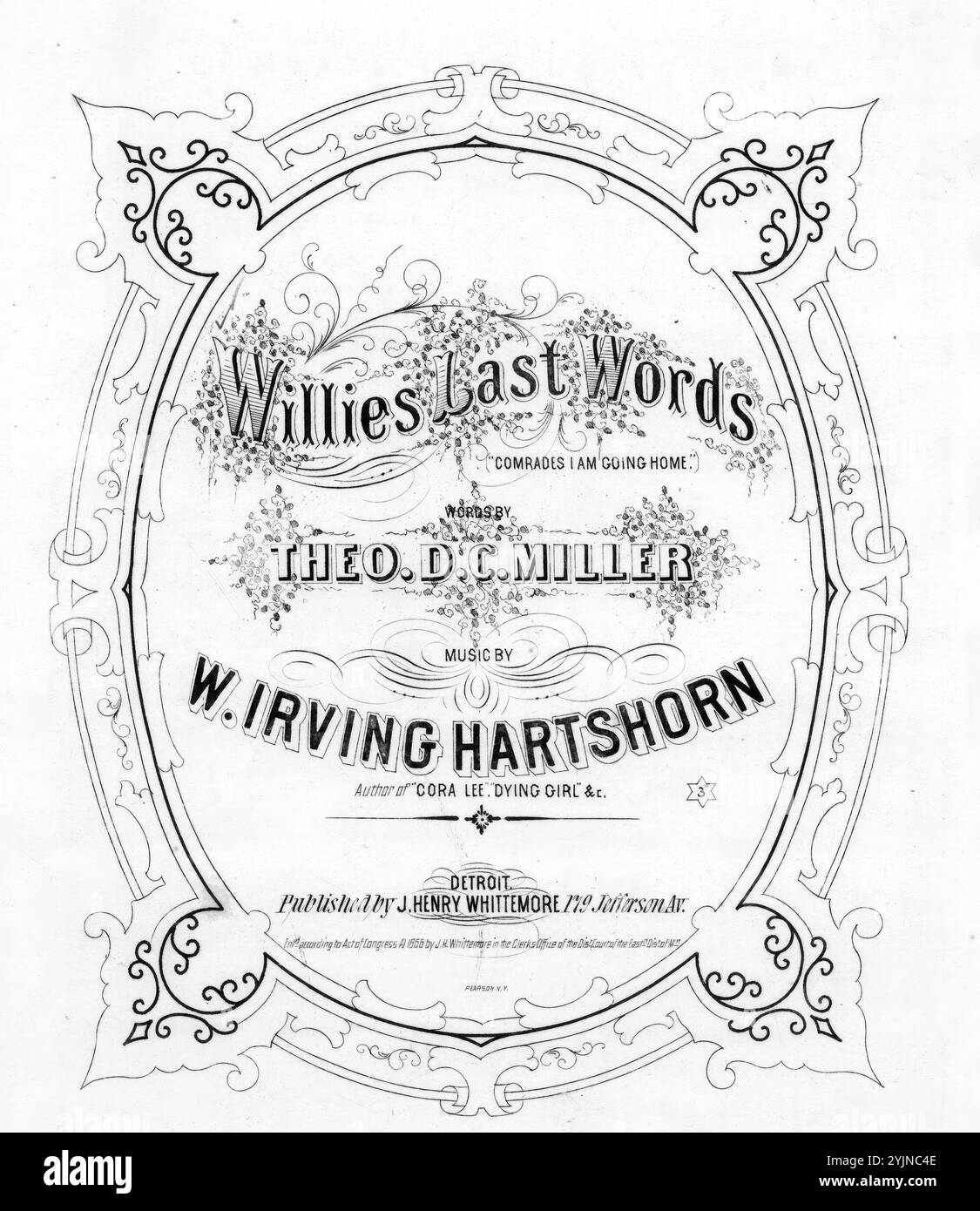 Genosse, ich gehe nach Hause, Hartshorn, W. Irving (Komponist), Miller, Theo. D. C. (Texter), J. Henry Whittemore, Detroit, 1866., Vereinigte Staaten, Geschichte, Bürgerkrieg, 1861-1865, Lieder und Musik, Chöre, weltlich (gemischte Stimmen, 4 Stimmen) mit Klavier, Vereinigte Staaten, Geschichte, Bürgerkrieg, 1861-1865, Verletzte, Lieder und Musik, Soldaten, Vereinigte Staaten, Tod, Lieder und Musik, populäre Lieder des Tages, Songs and Music, war and Conflict, Civil war and Reconstruction (1861–1877), Musik Associated with the Union Side, Noten Stockfoto