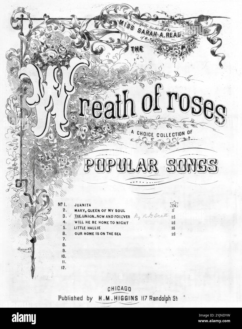 The Union - Now and Forever!, Scott, Robert D. (Komponist), H. M. Higgins, Chicago, 1861., Vereinigte Staaten, Geschichte, Bürgerkrieg, 1861-1865, Lieder und Musik, Chöre, weltlich (Männerstimmen) mit Klavier, Vereinigte Staaten. Armee. Illinois Infantry Regiment, 15th (1861–1865), Lieder und Musik, Popular Songs of the Day, Songs and Music, war and Conflict, Civil war and Reconstruction (1861–1877), Musik Associated with the Union Side, Noten Stockfoto