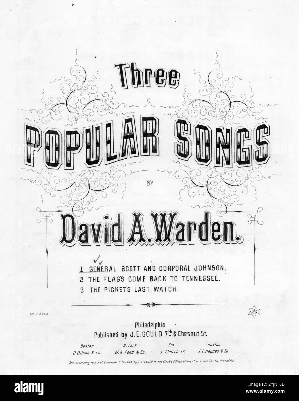 General Scott und Corporal Johnson, Warden, David A. (Komponist), Taylor, Bayard (Texter), J. E. Gould, Philadelphia, 1864., Vereinigte Staaten, Geschichte, Bürgerkrieg, 1861-1865, Lieder und Musik, Lieder mit Klavier, Scott, Winfield, 1786-1866, Lieder und Musik, Vereinigte Staaten, Geschichte, Krieg von 1812, Veteranen, Lieder und Musik, Lundy's Lane, Battle of, Ont., 1814, Songs und Musik, Popular Songs of the Day, Songs and Music, war and Conflict, Civil war and Reconstruction (1861–1877), Musik Associated with the Union Side, Noten Stockfoto