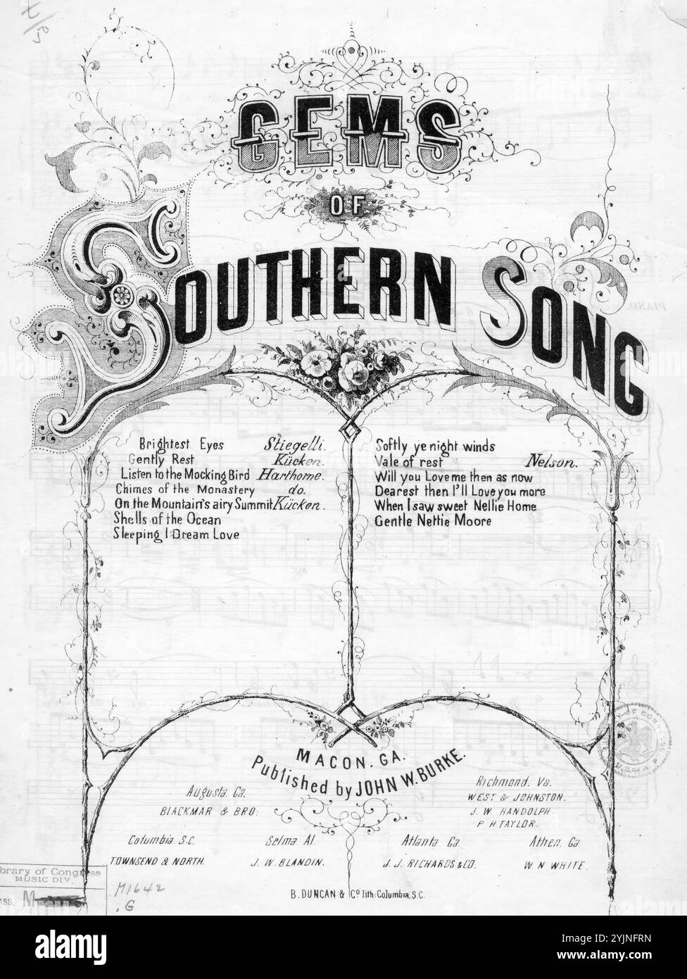 Vale of Rest, John W. Burke, Macon., Vereinigte Staaten, Geschichte, Bürgerkrieg, 1861-1865, Lieder und Musik, populäre Musik, Vereinigte Staaten, bis 1901, Songs and Music, war and Conflict, Civil war and Reconstruction (1861–1877), Music Associated with the Confederate Side, Noten Stockfoto