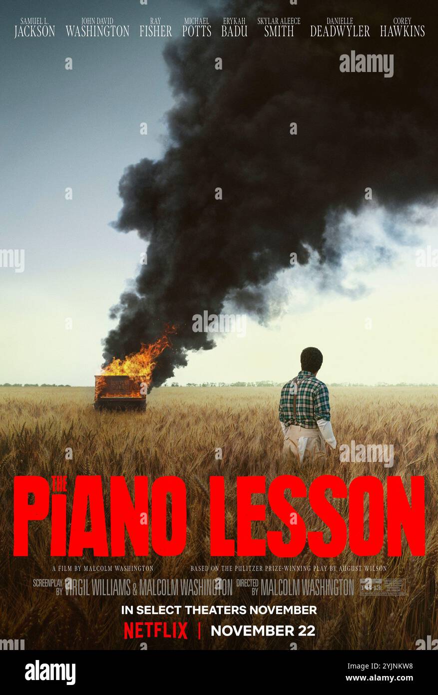 Piano Lesson (2024) von Malcolm Washington mit Samuel L. Jackson, John David Washington und Ray Fisher. Eine Familie konfrontiert ihre Vergangenheit mit einem Erbstück-Piano im Jahr 1936 Pittsburgh. US-Poster NUR FÜR REDAKTIONELLE ZWECKE. Kredit: BFA/Netflix Stockfoto