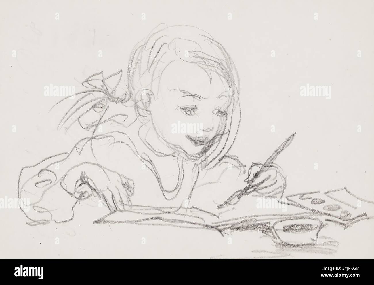 Soldan-Brofeldt, Venny, Werkname: Antti maalaa, ca. 1903-04, Zeichnung, 9,6 cm x 13,1 cm Stockfoto