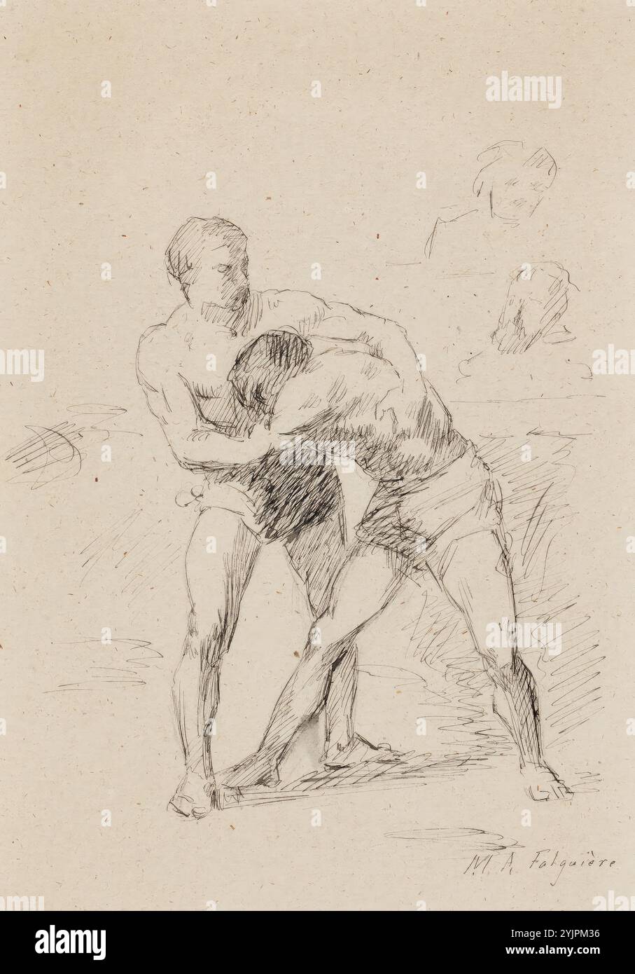 Schjerfbeck, Helene, Werk, Wrestler, nach Alexandre Falguière, 1877-1878, Marker auf Papier, Zeichnung, 21 cm x 14,3 cm, Helena Sofia Helene Schjerfbeck 1862 – 1946, finnische Malerin der Moderne, bekannt für ihre realistischen Werke, Selbstporträts, Landschaften und Stillleben, finnland Stockfoto