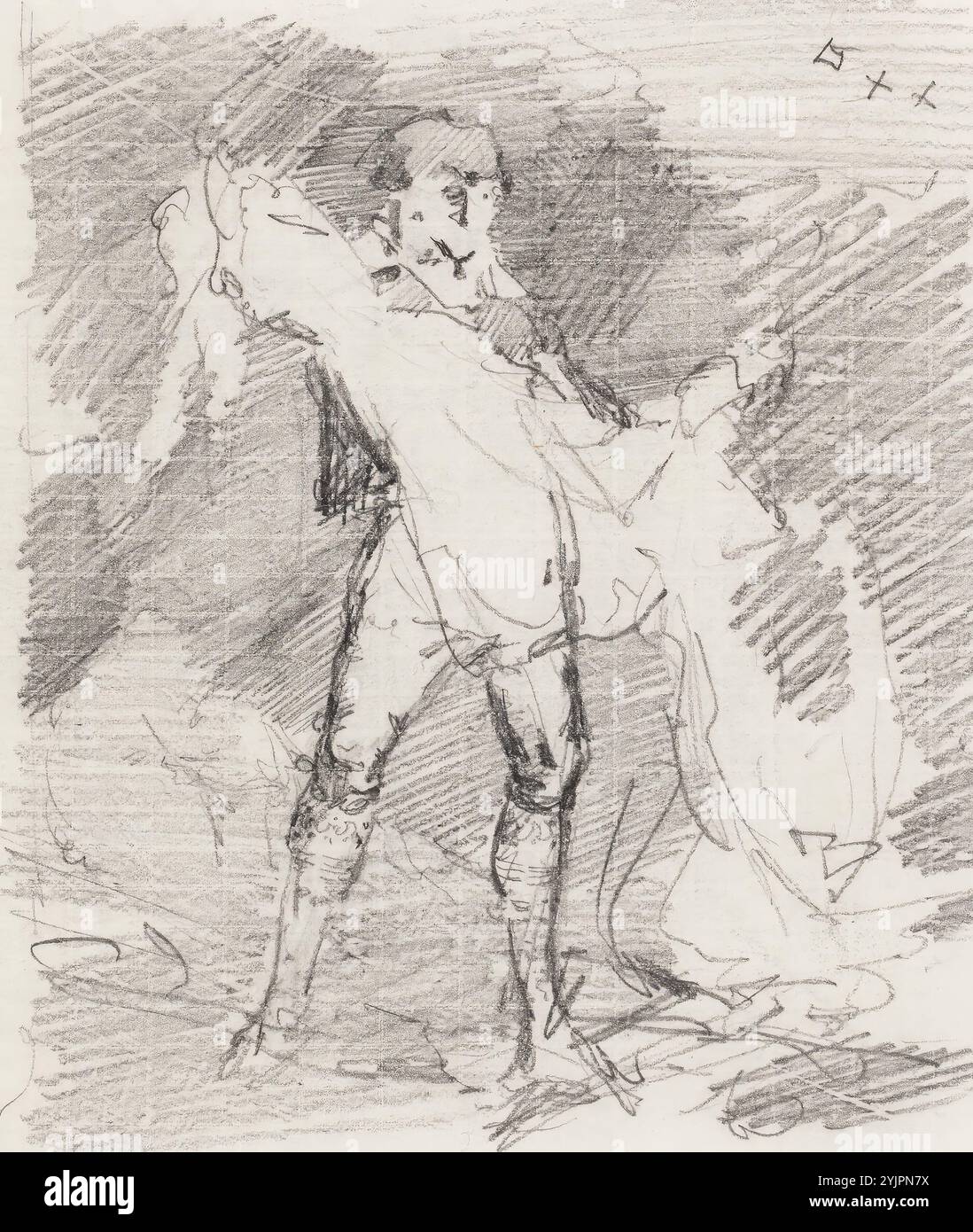 Schjerfbeck, Helene, Arbeit, potenzieller Stierkämpfer, 1877-1878, Bleistift auf Papier, Zeichnung, 13 .1 cm x 11,5 cm, Helena Sofia Helene Schjerfbeck 1862 – 1946, finnische Malerin der Moderne, bekannt für ihre realistischen Werke, Selbstporträts, Landschaften und Stillleben, finnland Stockfoto