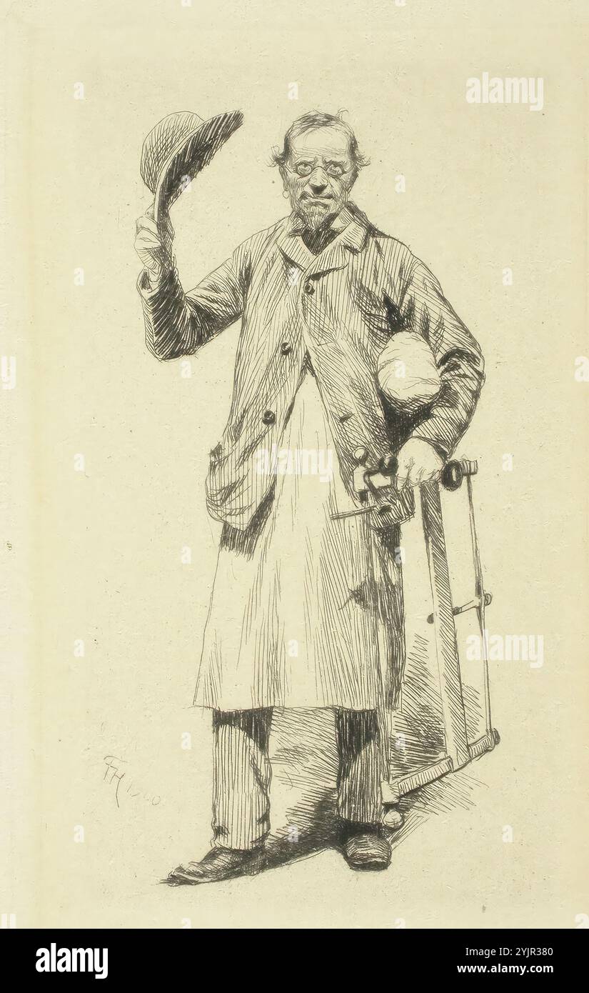 Henningsen, Frants, Arbeit, der Zimmermann, 1900, Ätzen, Grafiken, Plattenbreite 8,1 cm, Plattenhöhe 13,1 cm, Blattbreite 31 cm, 5 cm, Blatthöhe 43,3 cm, Bildbreite 7,3 cm, Bildhöhe 11,2 cm Stockfoto