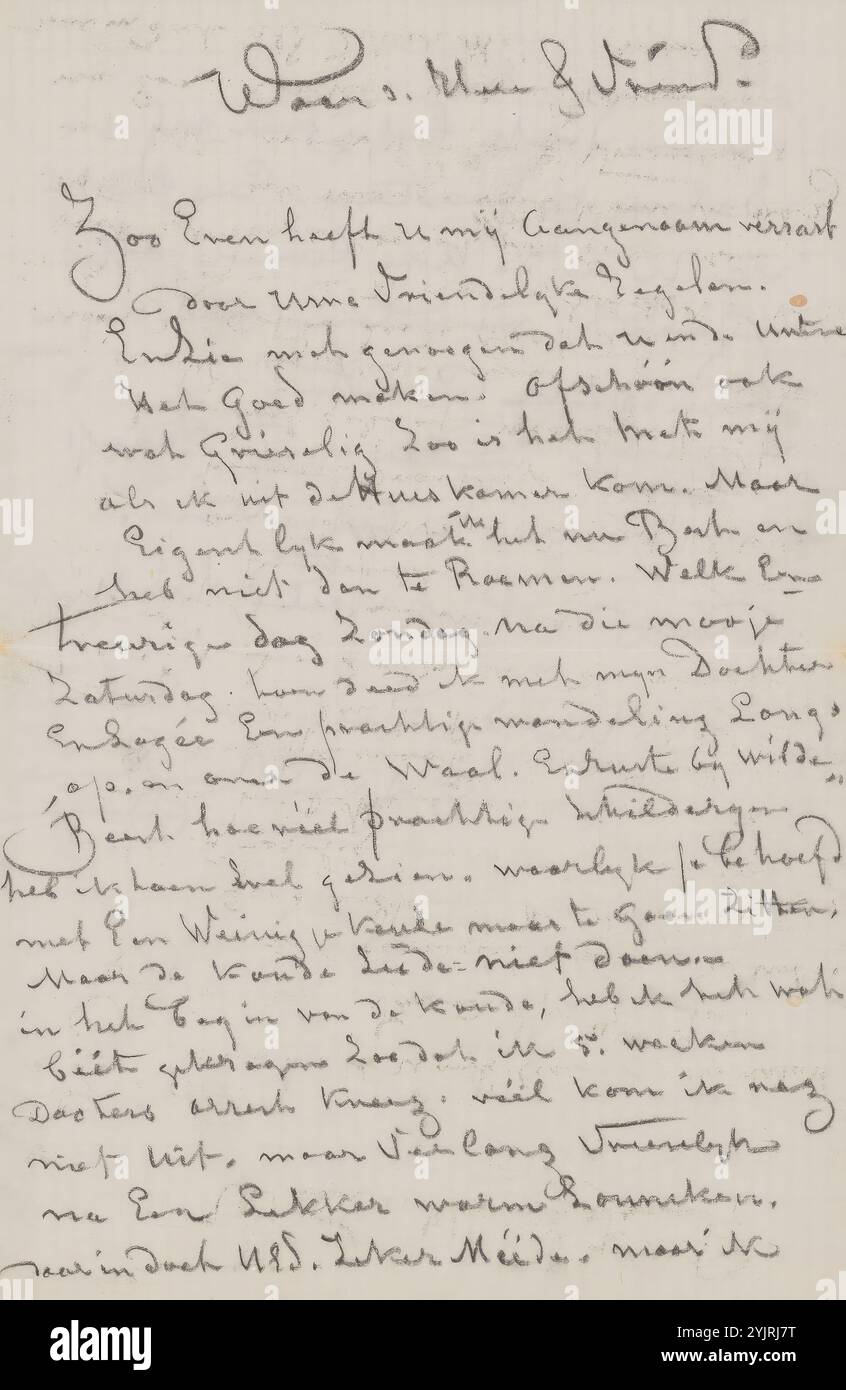 Brief an Ary Johannes Lamme, Schriftstellerin: Guillaume Anne van der Brugghen, Antwerpen (Stadt), 1822 - 1891, karierter Papierstift, Schrift, Malerei (einschließlich Buchbeleuchtung, Miniaturmalerei), Waal, Ary Johannes Lamme Stockfoto