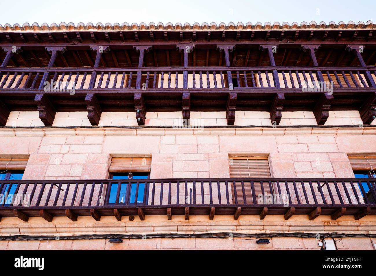 Balkon in Villanueva de los Infantes Stockfoto