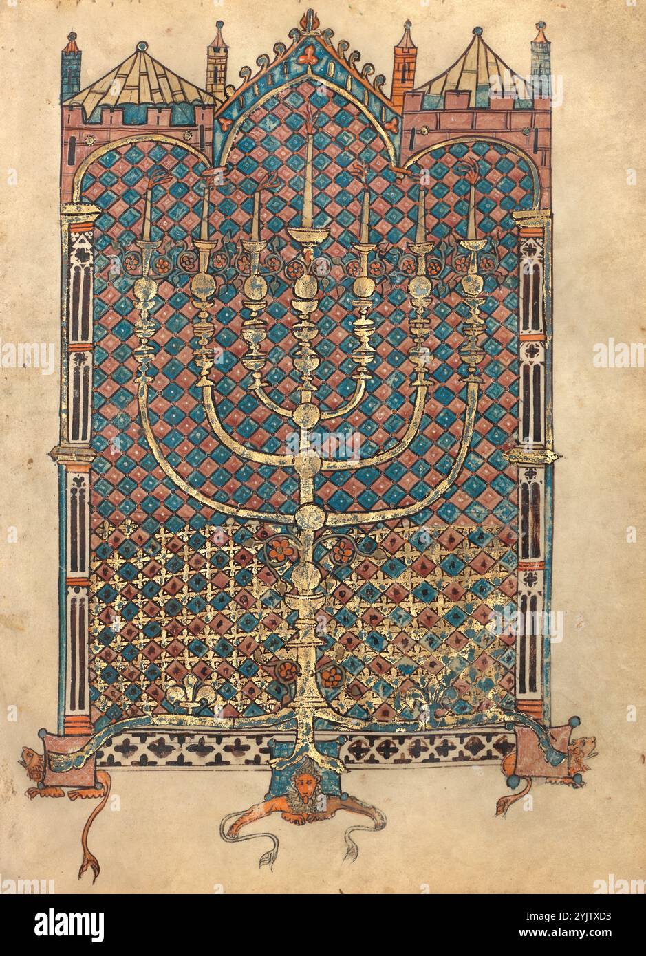 Menora; Rothschild Pentateuch, 1296. Stockfoto