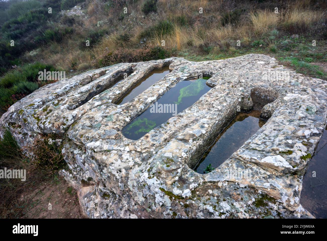 Nekropole von Santiuste in Corvio, Palencia, Autonome Gemeinschaft Kastilien und Leon, Spanien, Stockfoto