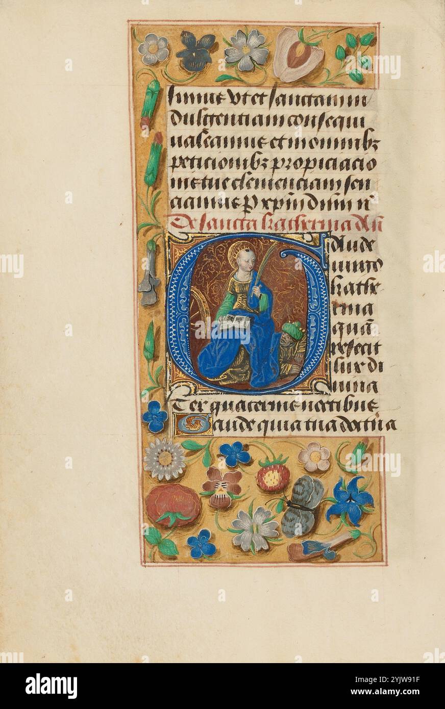 Initial G: St. Katharina; Crohin-La Fontaine Stunden, (ca. 1480-1485?). Stockfoto