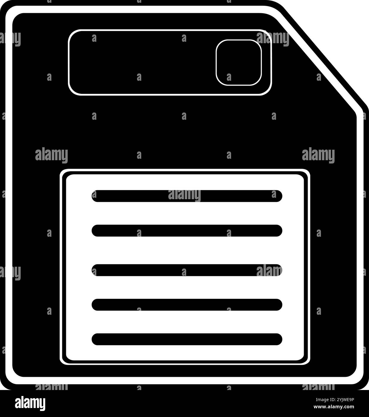 Vektorabbildung Schwarzweiß-Symbol Symbol Diskette oder Datei speichern Stock Vektor