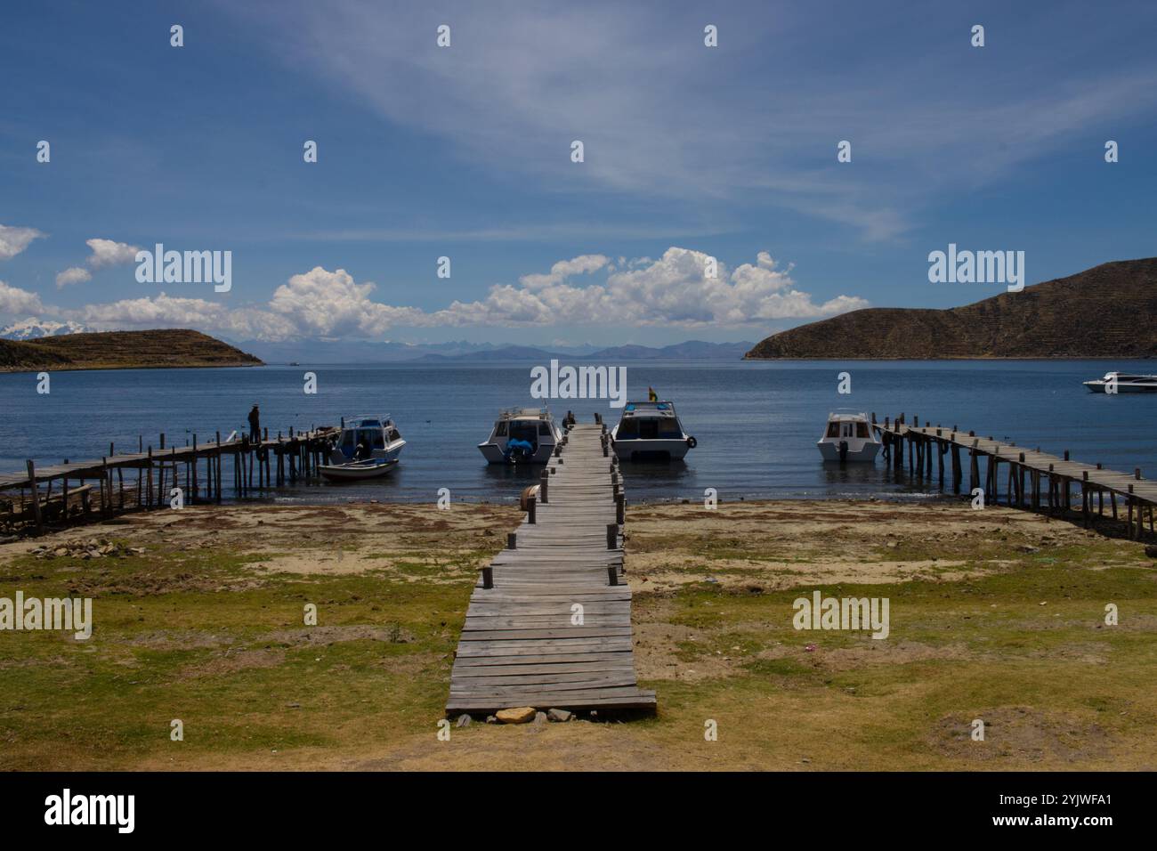 Hafen bei Challapampa, Isla del Sol, Titicaca Stockfoto