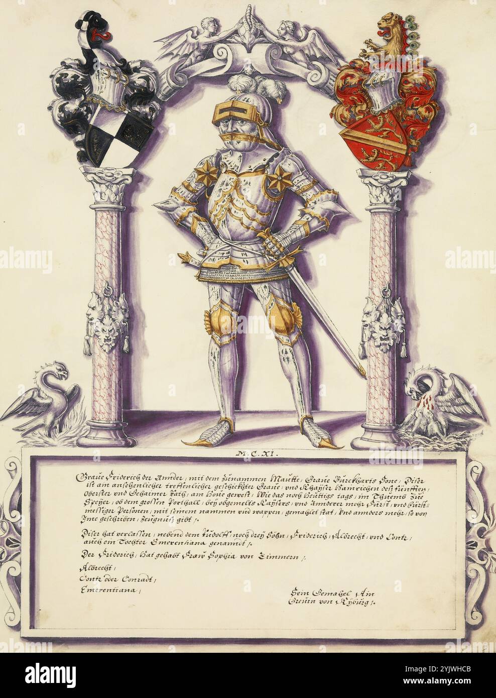 Friedrich II. Hohenzollern; Chronik der Familie Hohenzollern, um 1572. Stockfoto