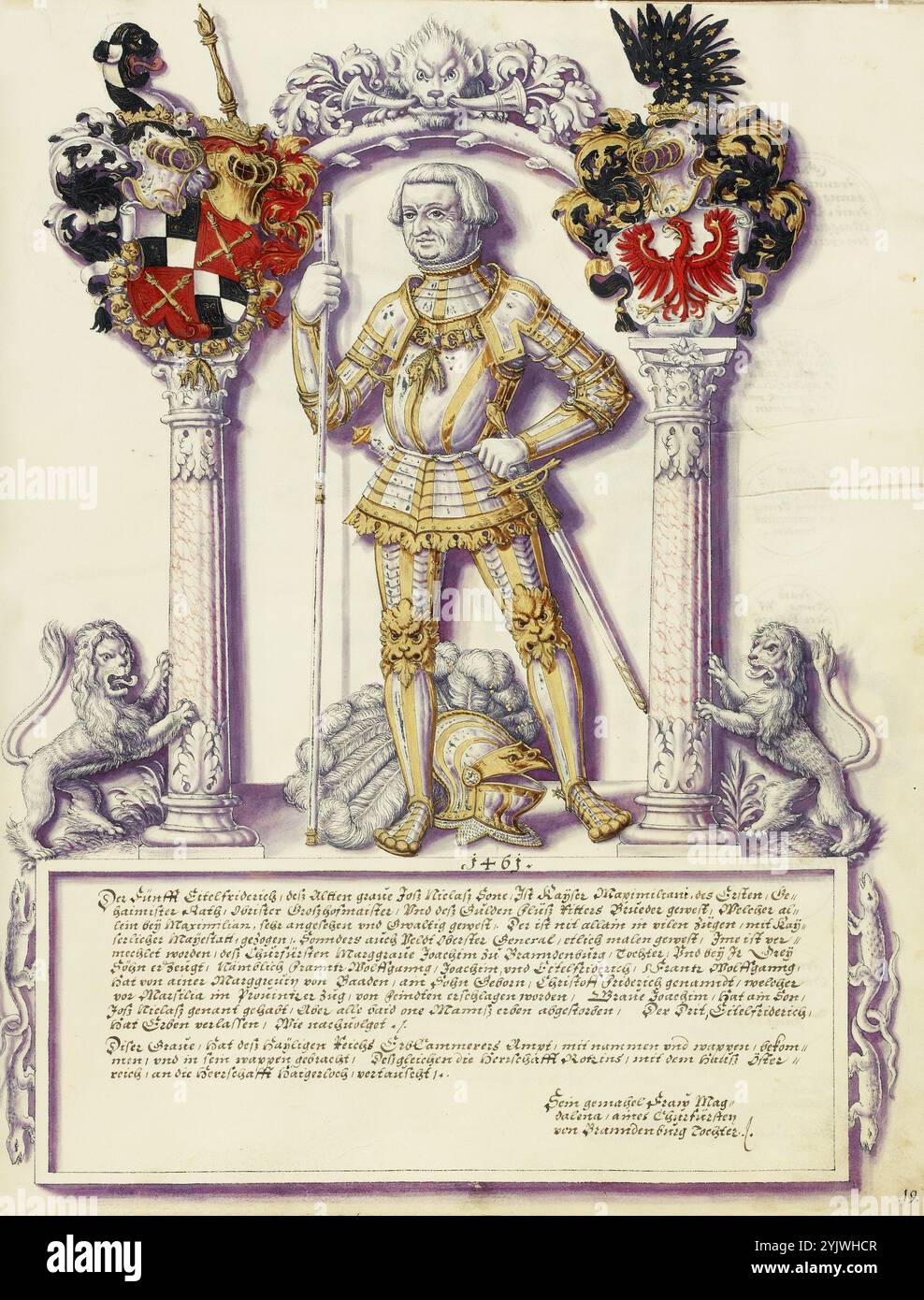 Eitelfriedrich V. Hohenzollern; Chronik der Familie Hohenzollern, um 1572. Stockfoto