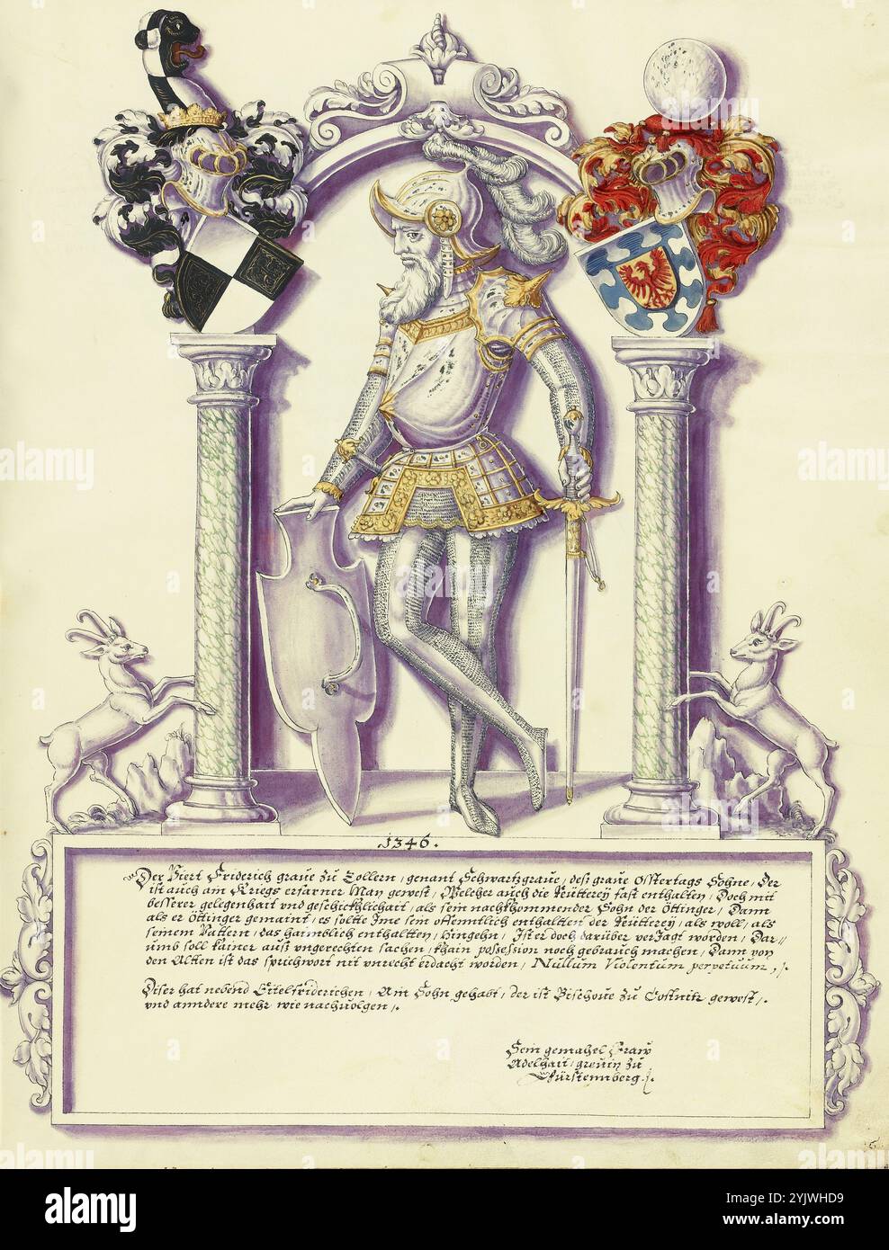 Friedrich IV. Hohenzollern; Chronik der Familie Hohenzollern, um 1572. Stockfoto
