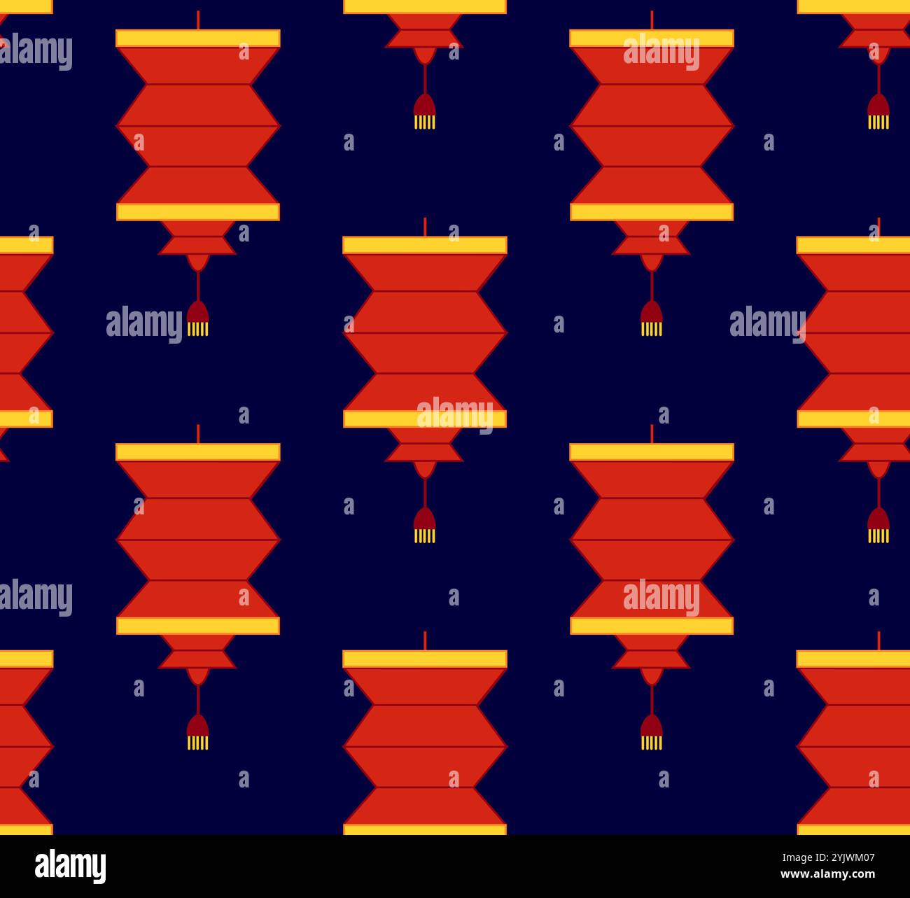 Chinesische Laternen nahtloses Muster. Chinesisches Neujahr, Hintergrund des mittleren Herbstfestes, Banner und Grußkarte. Grafisches minimalistisches geometrisches Design. Ve Stock Vektor