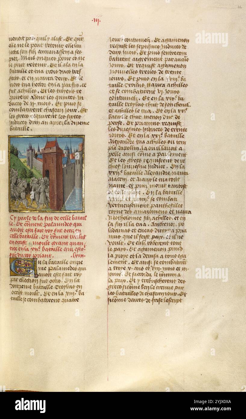 Die Kapitulation des Schlüssels an Troja; Miroir Historial, um 1475. Stockfoto