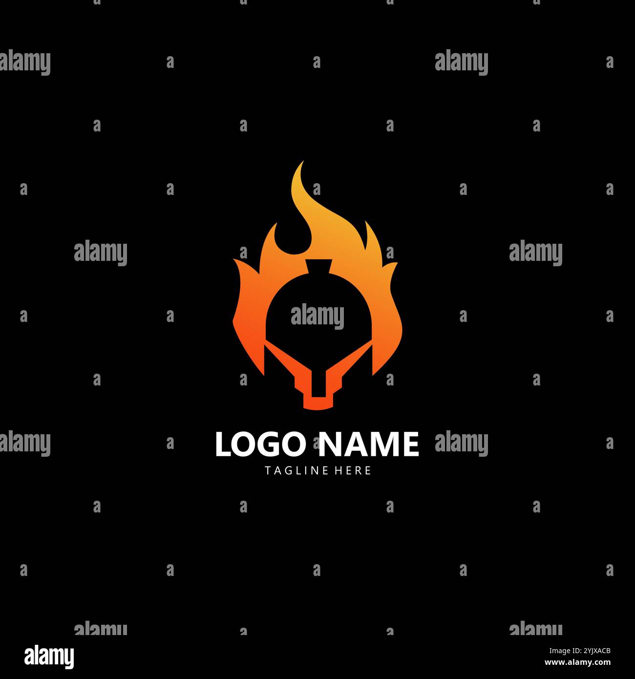 Flame Spartan Logo Design Vektor Stock Vektor