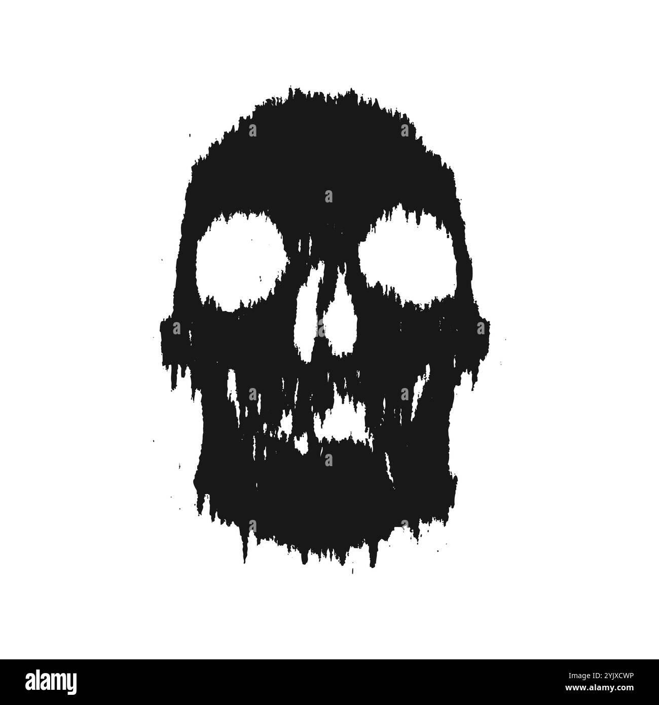 Grunge menschlichen Schädel mit Distress-Effekt-Illustration. Silhouette Schädelvektor. Isoliert auf weißem Hintergrund. Stock Vektor