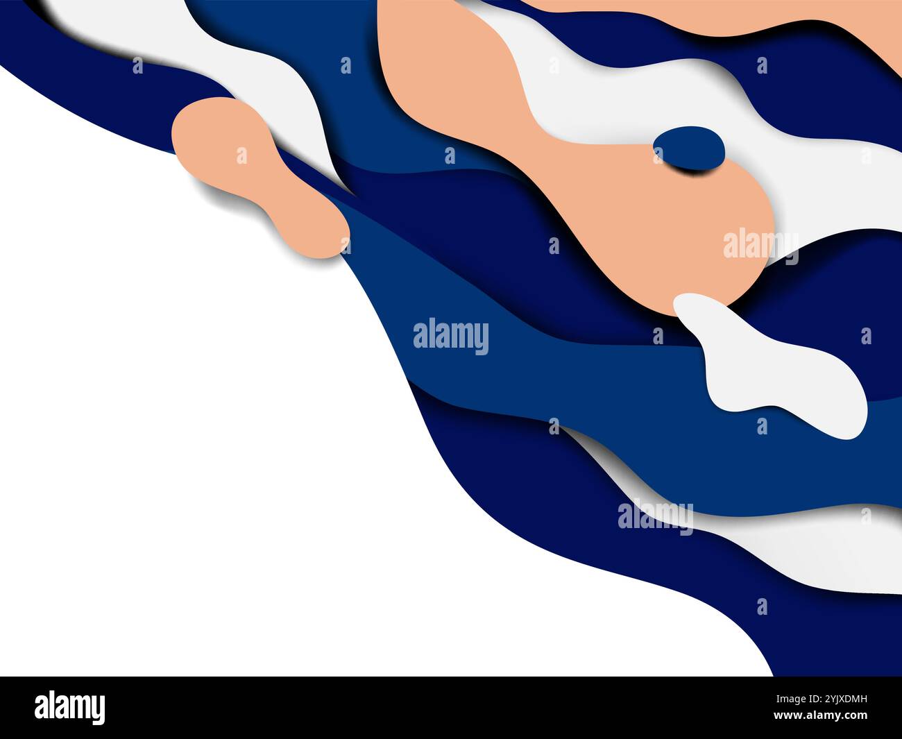 Papierkunst, blauer und brauner welliger Hintergrund Stock Vektor