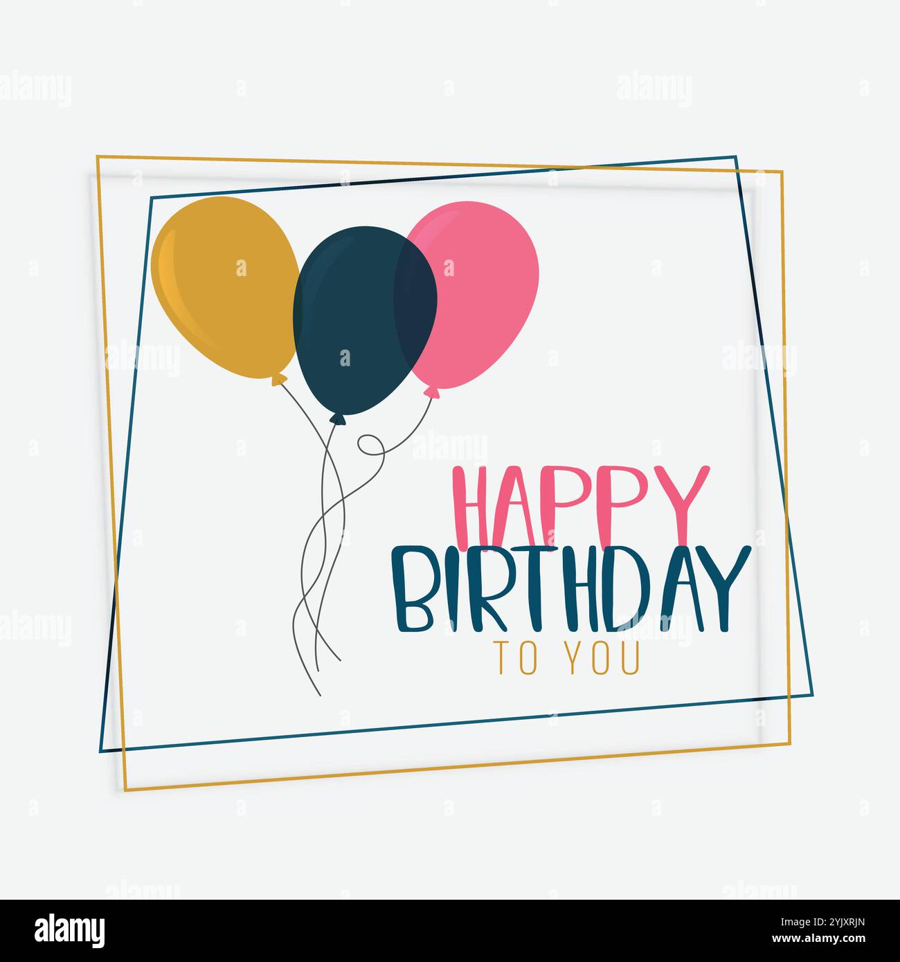 Happy Birthday Card Design mit flachen Farbe Ballons Stock Vektor