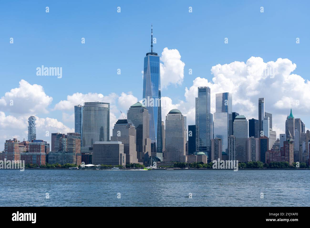 Skyline von Downtown Manhattan aus Jersey City, NJ, USA. Stockfoto