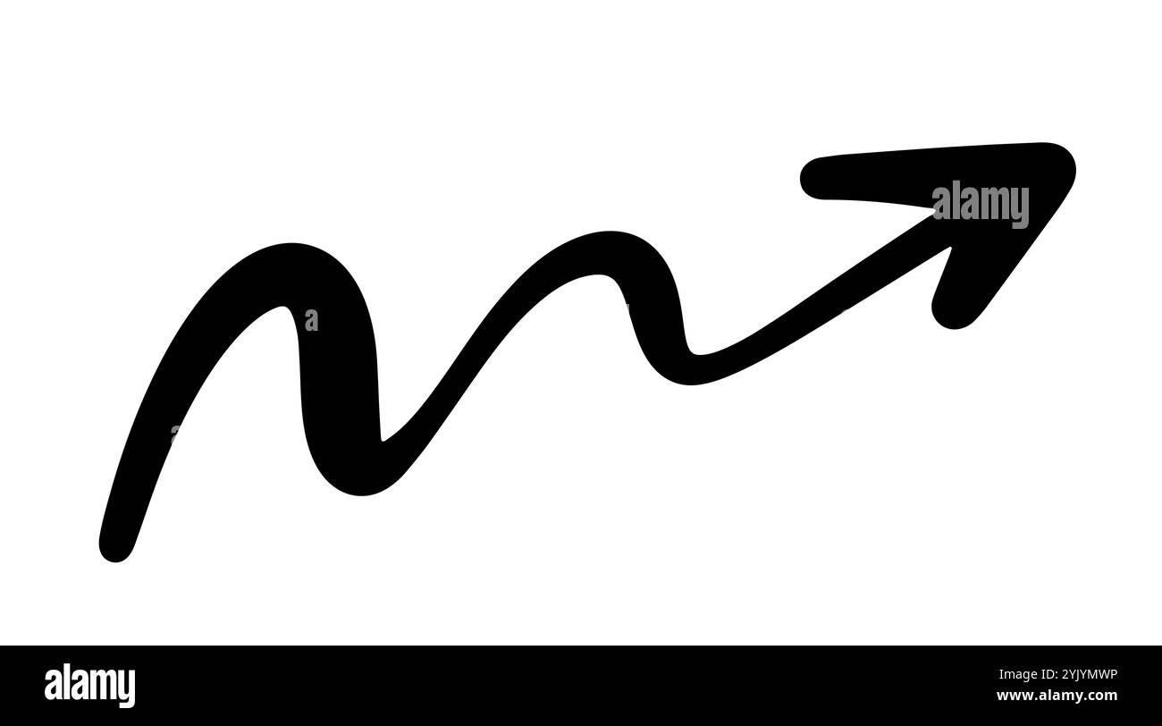 Scribble Curved Pfeil Schild Hand Gezeichnete Vektormarke Stock Vektor