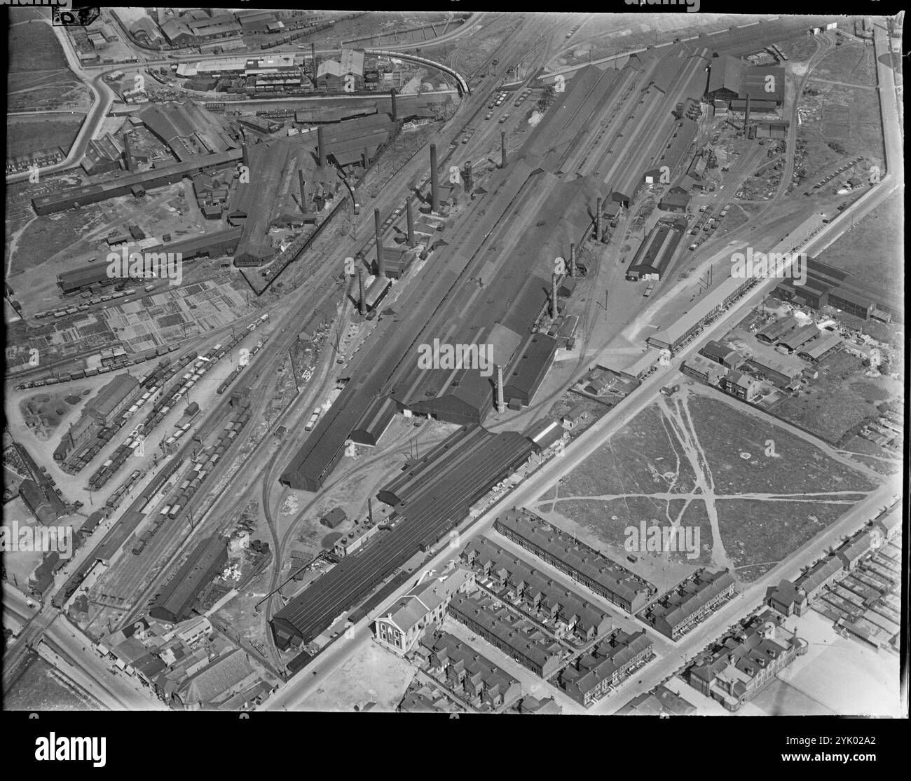 Das Wolverhampton Corrugated Iron Co Mersey Works, Ellesmere Port, Cheshire, 1930er Jahre. Stockfoto