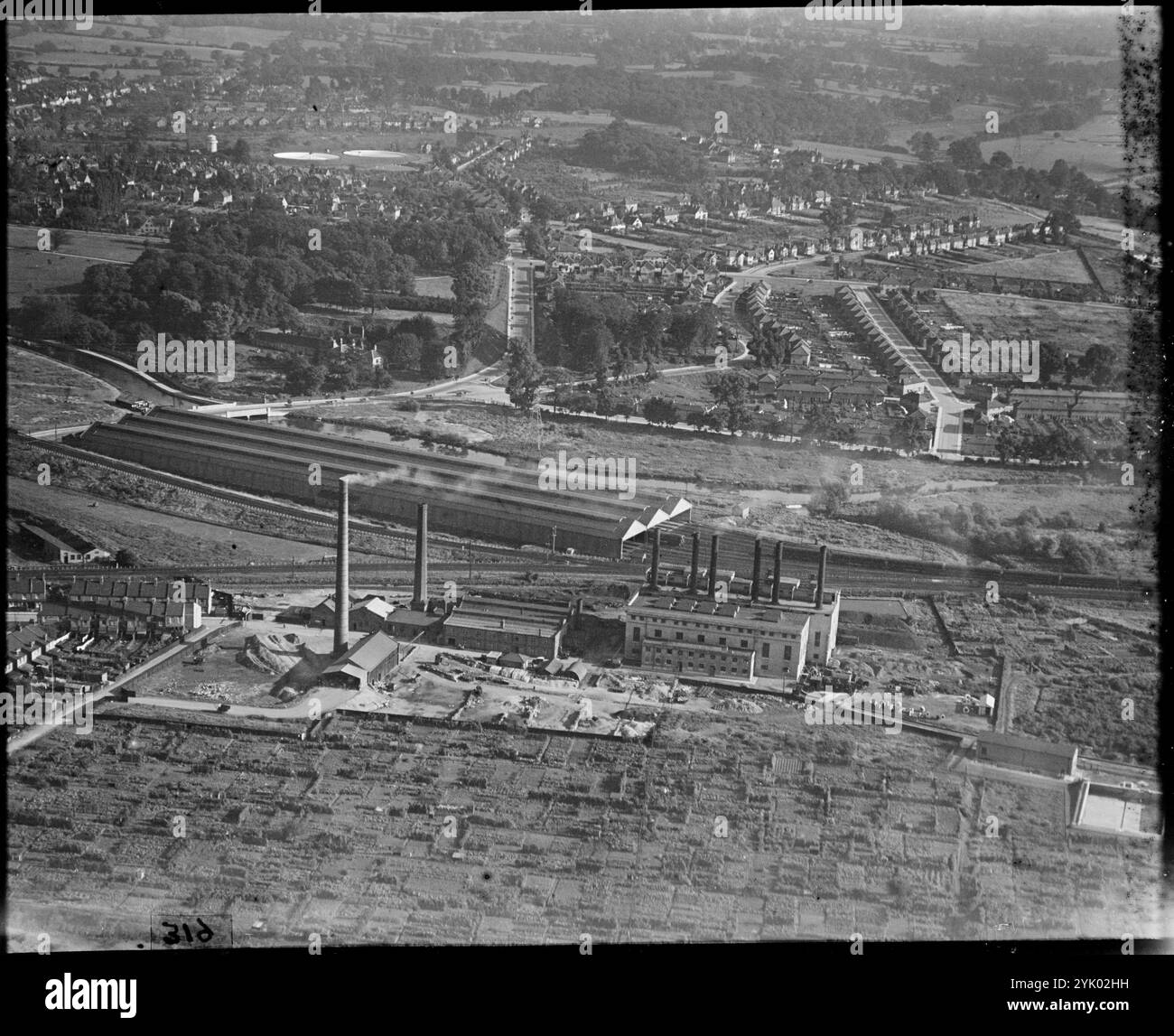 Cardiff Road Power Station und The L&amp;NWR Carriage Shed, Watford, London, 1930er Jahre. Stockfoto