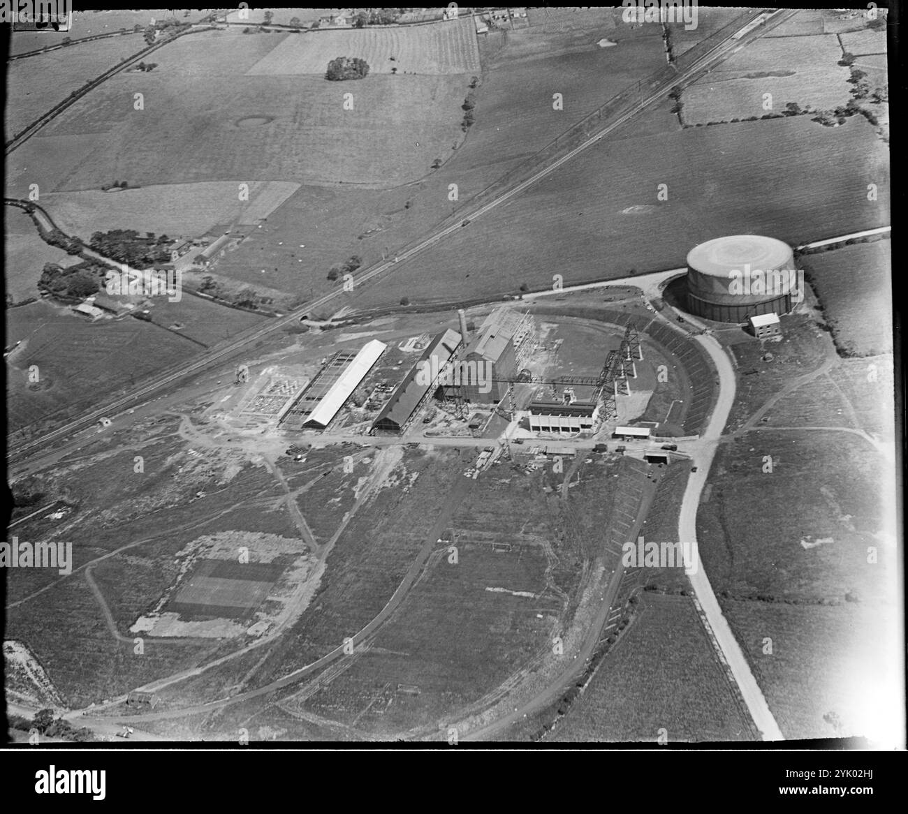 Die Lostock Hall Gaswerke, Tardy Gate, Lancashire, 1930er Jahre. Stockfoto