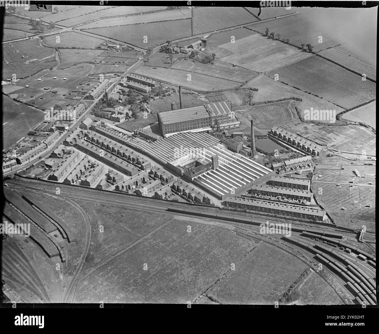 Cuerden Green and Lostock Hall Cotton Mills, Lostock Hall, Lancashire, 1930er Jahre. Stockfoto