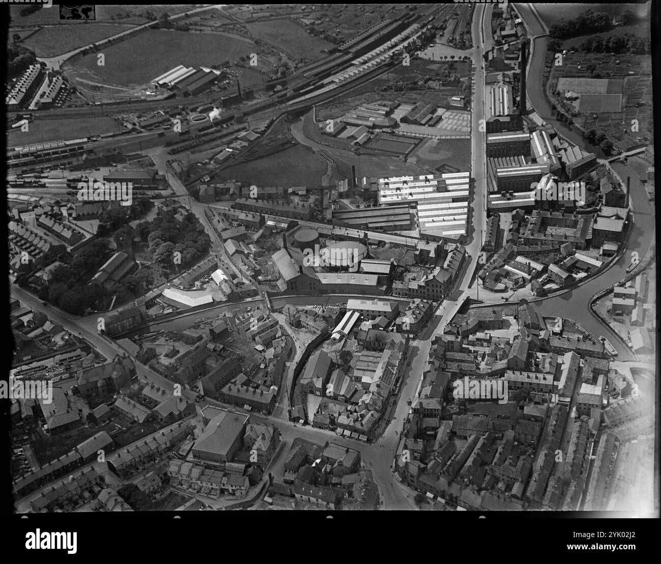 Swadford Street, The Gas Works and Environs, Skipton, North Yorkshire, 1930er Jahre. Stockfoto