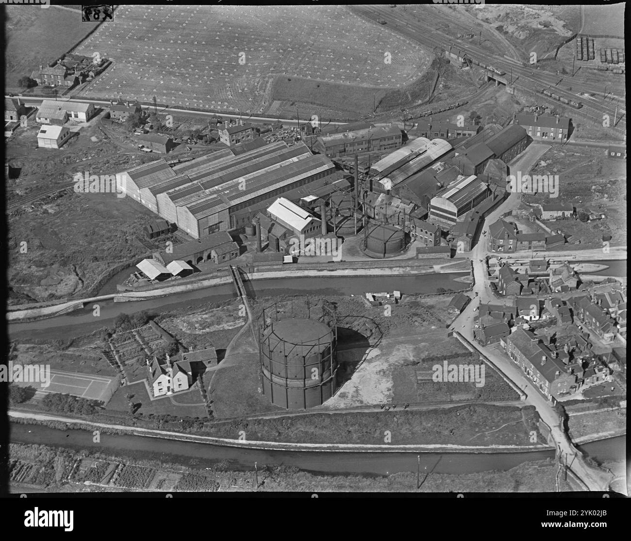 Kidsgrove Gaslight Co Gas Works und die Albion Iron Foundry, Kidsgrove, Staffordshire, 1930er Jahre. Stockfoto