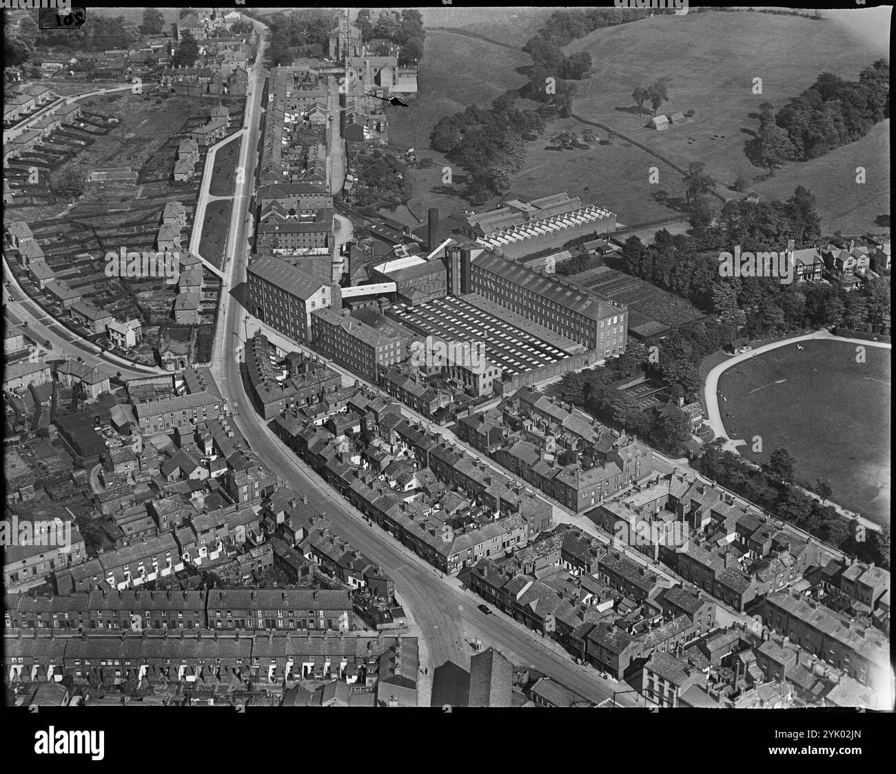 Albert Silk Mills and Environs, Macclesfield, Cheshire, 1930er Jahre. Stockfoto