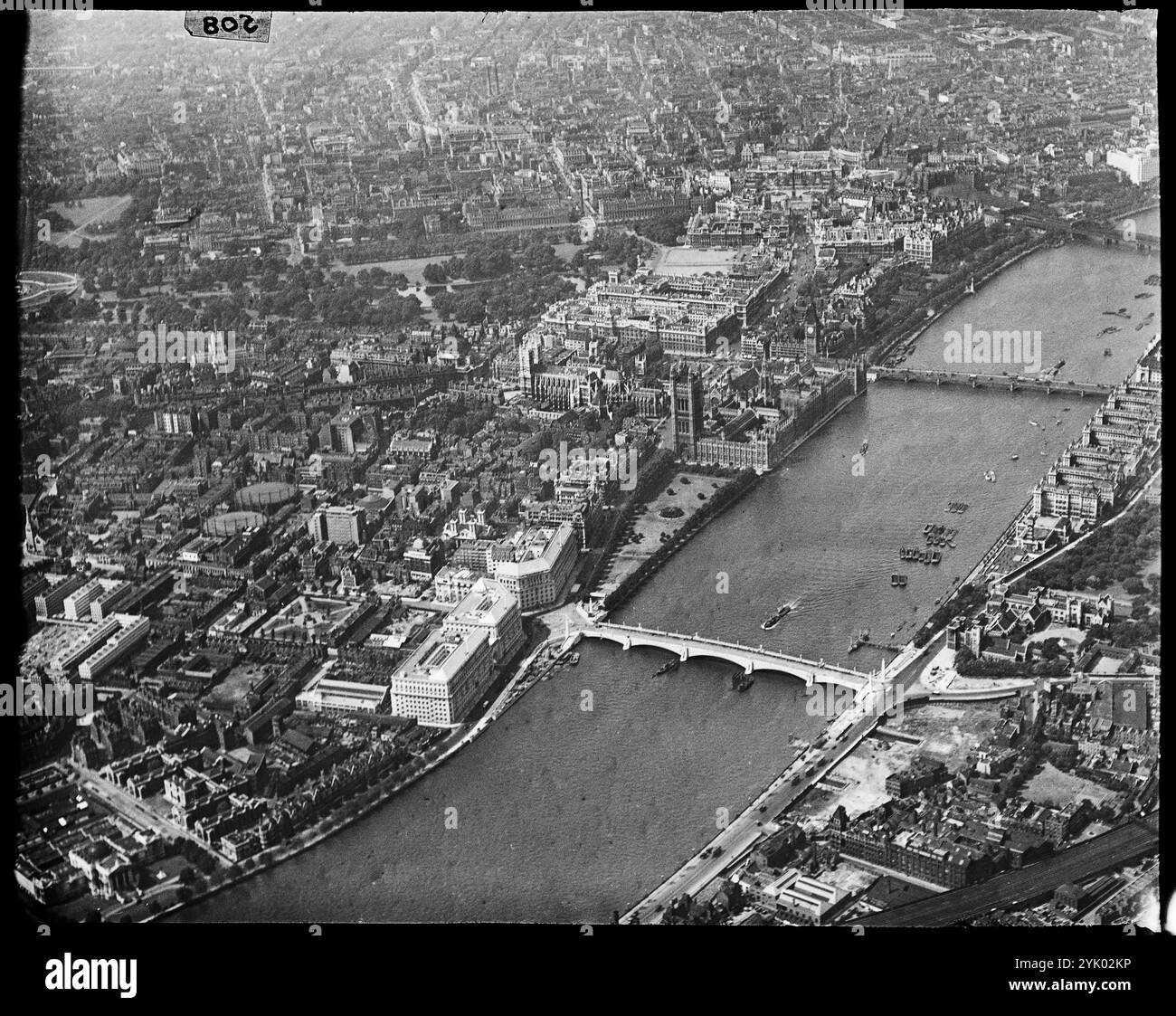 Lambeth Bridge, Millbank und die Houses of Parliament, Westminster, London, 1930er Jahre. Stockfoto