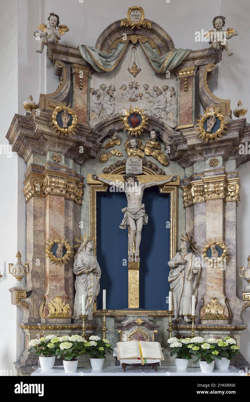 Barocker Seitenaltar der Kirche St. Kilian, Pretzfeld, Oberfranken, Bayern, Deutschland Europa Stockfoto