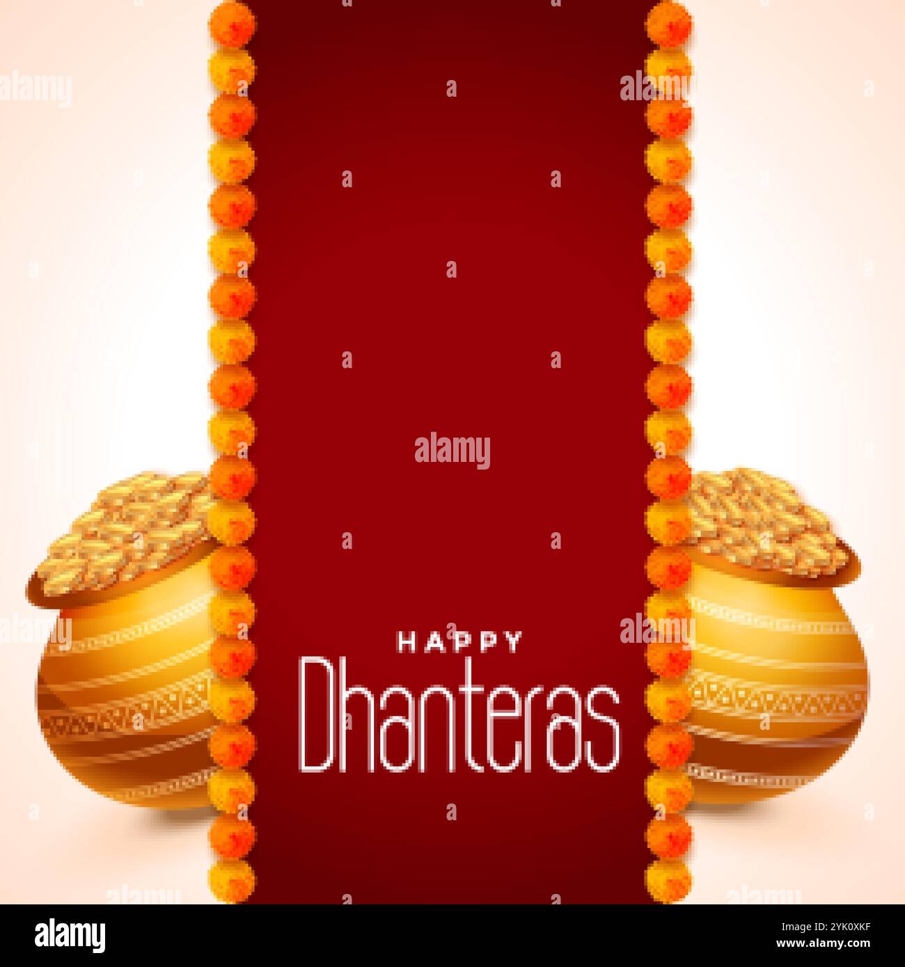 Dhanteras festival Karte mit goldenen Topf kalash Stock Vektor