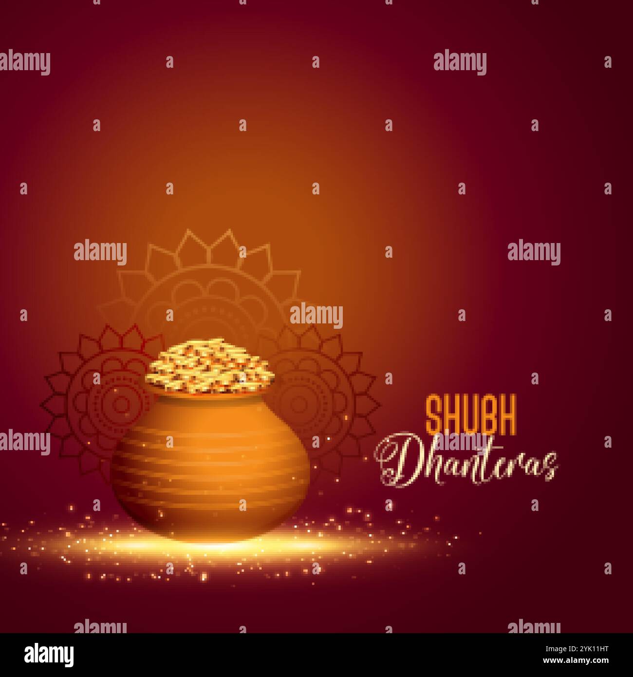 Happy dhanteras Hindu Festival mit goldenen Münze pot Stock Vektor