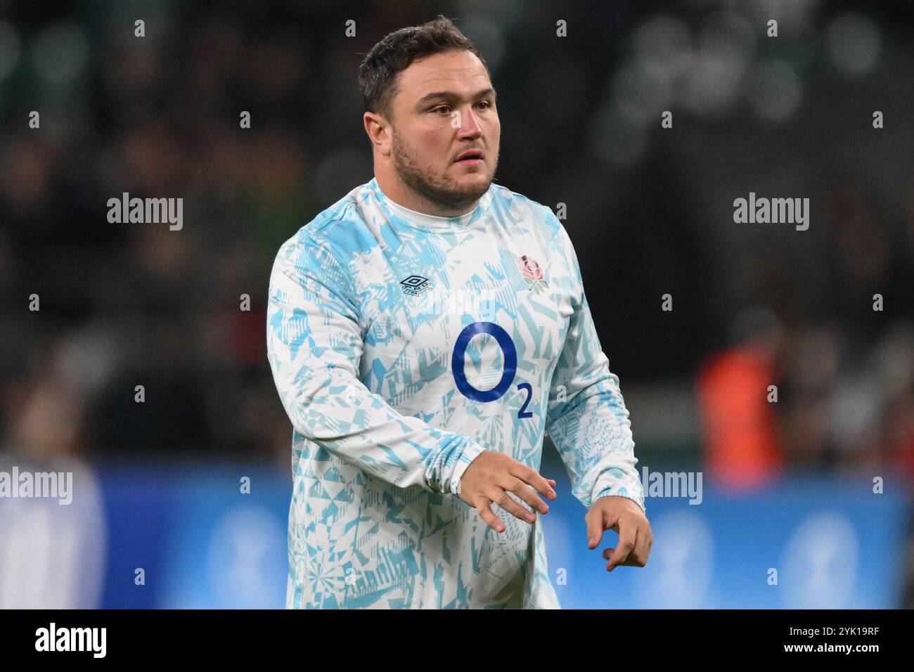 Jamie George of England während des Vorspiels während des Autumn Nations Series Matches England gegen Südafrika im Allianz Stadium, Twickenham, Großbritannien, 16. November 2024 (Foto: Craig Thomas/News Images) Stockfoto