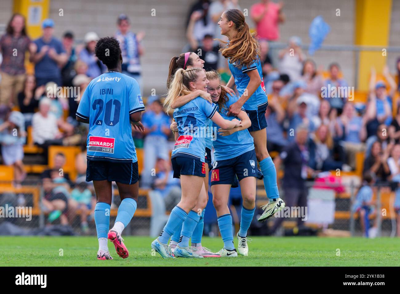 Sydney, Australien. November 2024. Die Spieler des Sydney FC feiern, nachdem sie beim RD3-Spiel der A-League Women zwischen Sydney FC und den Wanderers am 16. November 2024 in Sydney, Australien, ein Tor geschossen haben. Credit: IOIO IMAGES/Alamy Live News Stockfoto